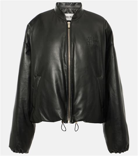 miu miu leather bomber jacket|Miu Miu Jackets .